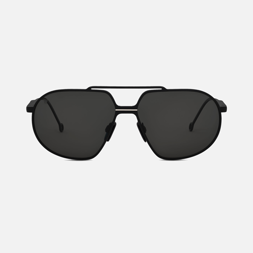 A pair of premium black aviator sunglasses with dark lenses and a double bridge design, set against a plain white background.
